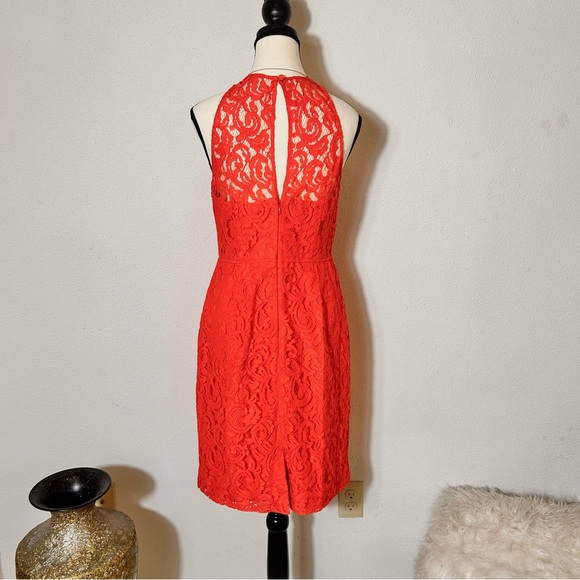 J. Crew Orange tangerine lattice overlay sleeveless dress. Sz 8 - Picture 4 of 4